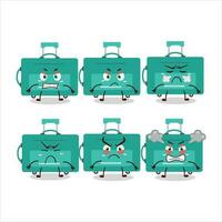 Mini lugage cartoon character with various angry expressions vector