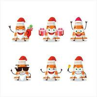 Santa Claus emoticons with orange traffic cone cartoon character vector