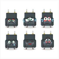 Adapter connector cartoon character with sad expression vector