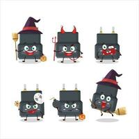 Halloween expression emoticons with cartoon character of adapter connector vector