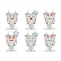 Cartoon character of white plug with sleepy expression vector