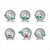 Photographer profession emoticon with hand saw cartoon character vector