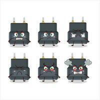 Adapter connector cartoon character with various angry expressions vector