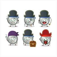 Cartoon character of hand saw with various pirates emoticons vector