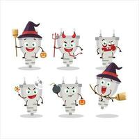 Halloween expression emoticons with cartoon character of white plug vector