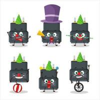 Cartoon character of adapter connector with various circus shows vector