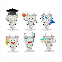 School student of white plug cartoon character with various expressions vector