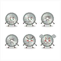 Hand saw cartoon character with various angry expressions vector