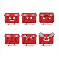 Red toolbox cartoon character with various angry expressions vector