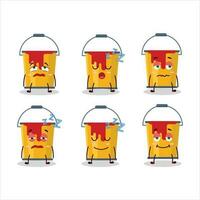 Cartoon character of yellow paint bucket with sleepy expression vector
