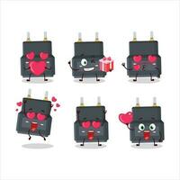 Adapter connector cartoon character with love cute emoticon vector