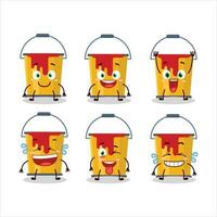 Cartoon character of yellow paint bucket with smile expression vector