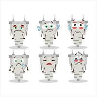 White plug cartoon character with sad expression vector