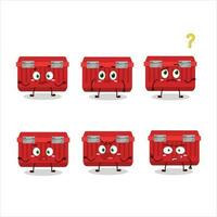 Cartoon character of red toolbox with what expression vector