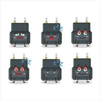 Cartoon character of adapter connector with sleepy expression vector