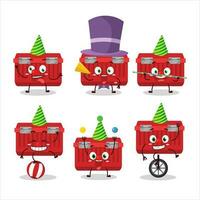 Cartoon character of red toolbox with various circus shows vector