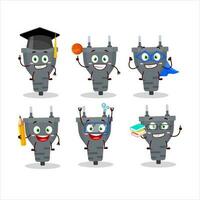 School student of black plug cartoon character with various expressions vector