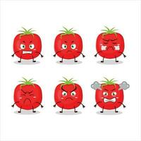 Tomato cartoon character with various angry expressions vector