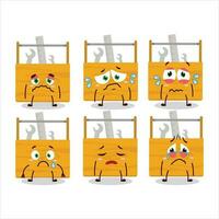 Wooden toolbox cartoon character with sad expression vector