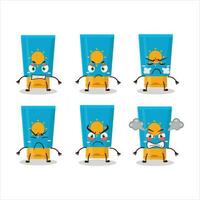 Cream sunblock cartoon character with various angry expressions vector