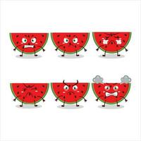 Watermelon cartoon character with various angry expressions vector