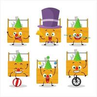 Cartoon character of wooden toolbox with various circus shows vector