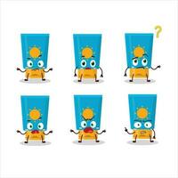 Cartoon character of cream sunblock with what expression vector