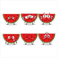 Watermelon cartoon in character with sad expression vector