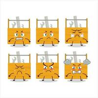 Wooden toolbox cartoon character with various angry expressions vector