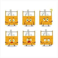 Cartoon character of wooden toolbox with what expression vector