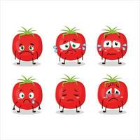 tomate dibujos animados en personaje con triste expresión vector