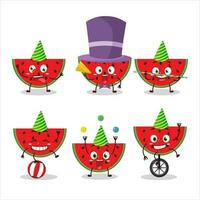 Cartoon character of watermelon with various circus shows vector