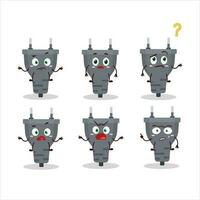 Cartoon character of black plug with what expression vector