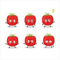 Cartoon character of tomato with what expression vector