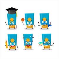 School student of cream sunblock cartoon character with various expressions vector