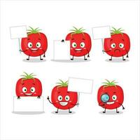 Tomato cartoon in character bring information board vector