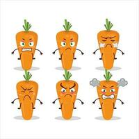 Carrot cartoon character with various angry expressions vector