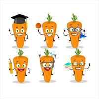School student of carrot cartoon character with various expressions vector