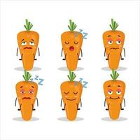 Cartoon character of carrot with sleepy expression vector