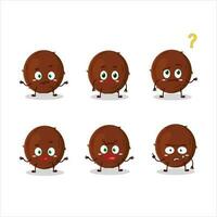 Cartoon character of coconut with what expression vector