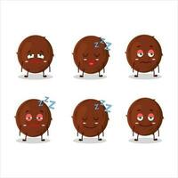 Cartoon character of coconut with sleepy expression vector