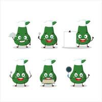 Cartoon character of avocado with various chef emoticons vector