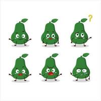 dibujos animados personaje de aguacate con qué expresión vector