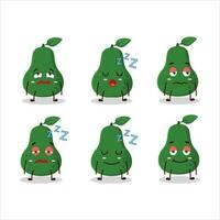 Cartoon character of avocado with sleepy expression vector