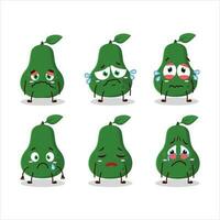 Avocado cartoon in character with sad expression vector