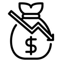 icono de línea de bolsa de dinero vector