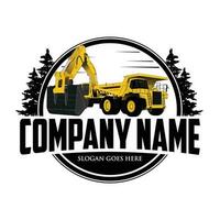 Heavy equipment logo design, for housing development, building repair, construction and procurement of heavy equipment vector