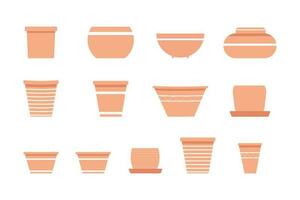 pots, ceramics, botanical pots illustration vector