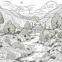 Landscape Coloring Pages photo