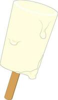 Sweet cold melting ice cream bar on stick vector illustration